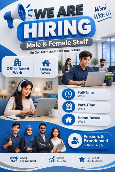 we are hiring male and female staff