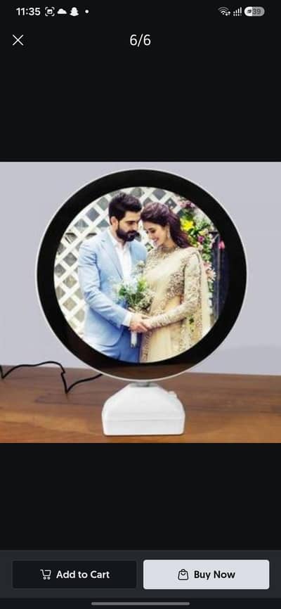 White magic mirror with led light and photo frame.