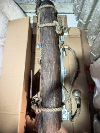 Selling Beautiful Rustic Wooden Log Chandelier (4-Light Rope Pendant)
