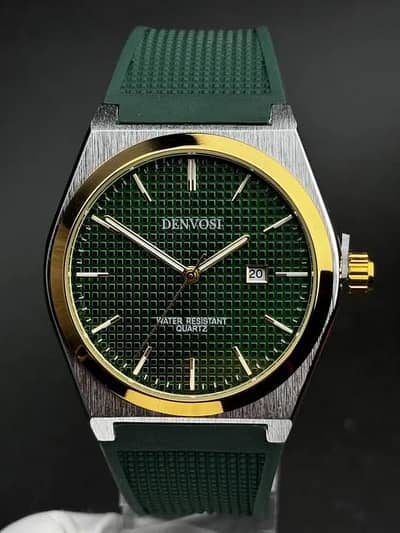 DENVOSI PRX Style Quartz Watch Green & Gold (Silicone Strap) Brand New