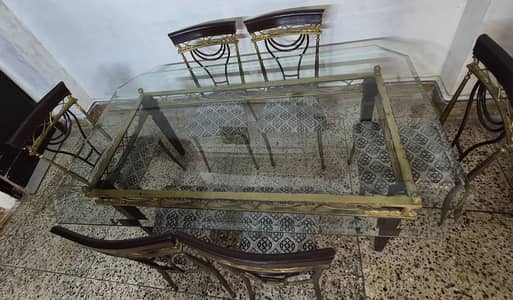 6 Seater Glass Top Dining Set Urgent Sale