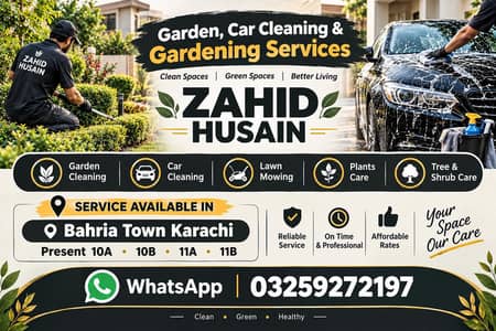 ZAHID HUSAIN CAR CLEANING AND GARDENER SERVICE ALL BTK