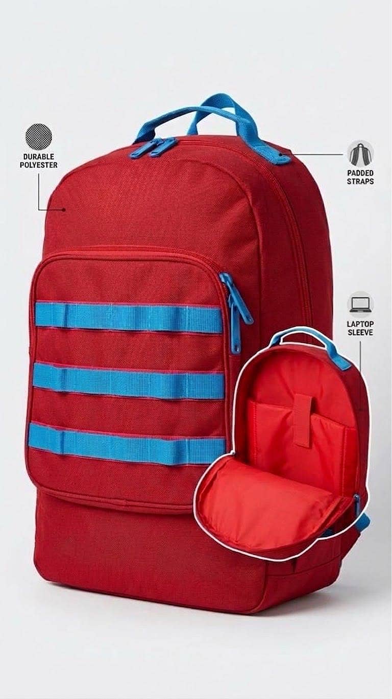 Tokyo Red Blue Backpack 3