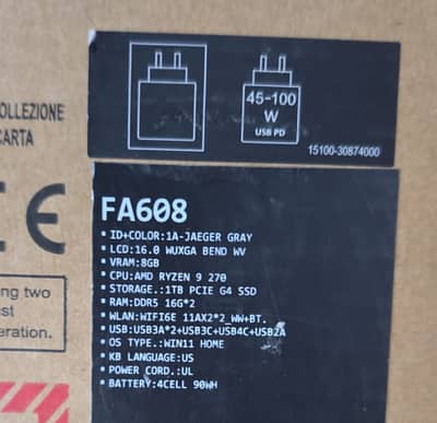 ASUS TUF FA608, Gaming Laptop / Ryzen 9 (32GB / 1TB) RTX 5070 Win11