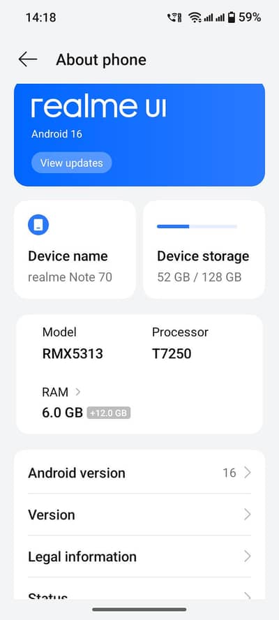 Realme note 70