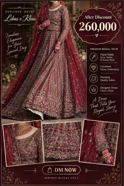 Wedding Barat Dress  | Designer bridal dress for Sale | Libas e khas