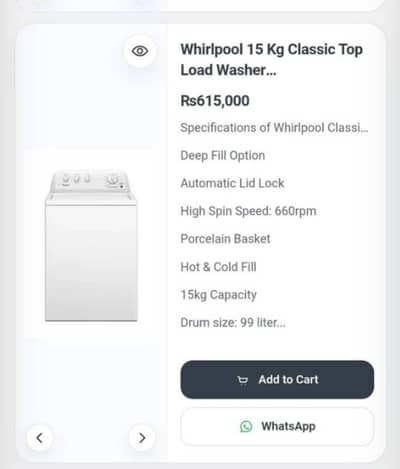 Whirlpool 15KG Classic Top Load Washing Machine | 660 RPM