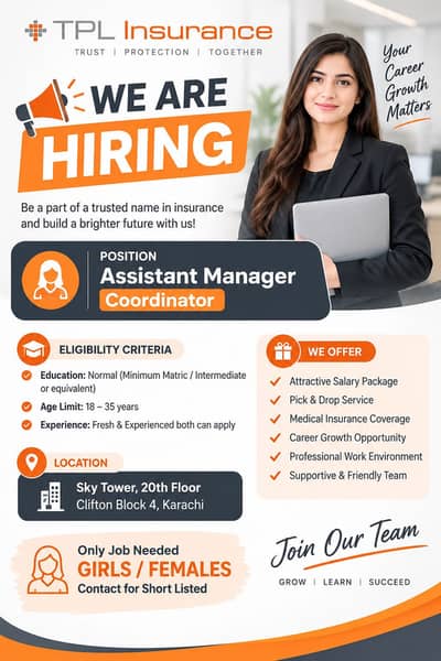 Required Female for coordinator Assistant Manager