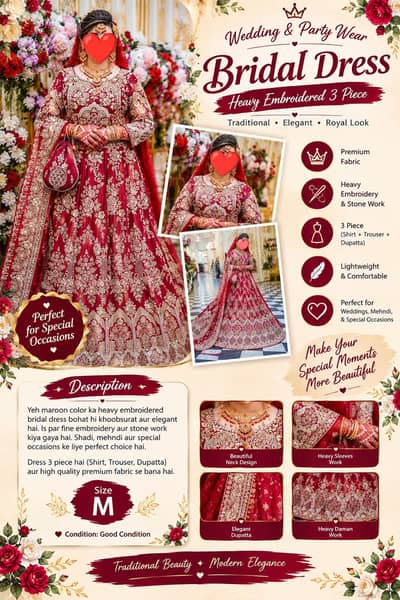 Luxury Maroon & Golden Bridal Lehenga for Sale – Heavy Handwork