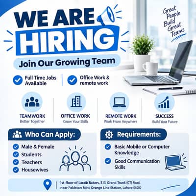 We are hiring males and females for office and online work