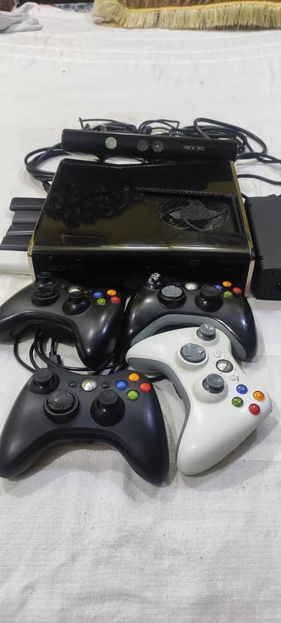 Xbox 360 Slim Jtag with Kinect Sensor, 3-Controller, 65+ Games Install