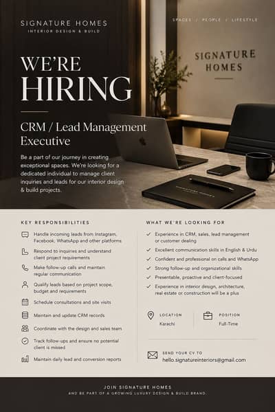 Hiring CRM / Lead Management Executive
