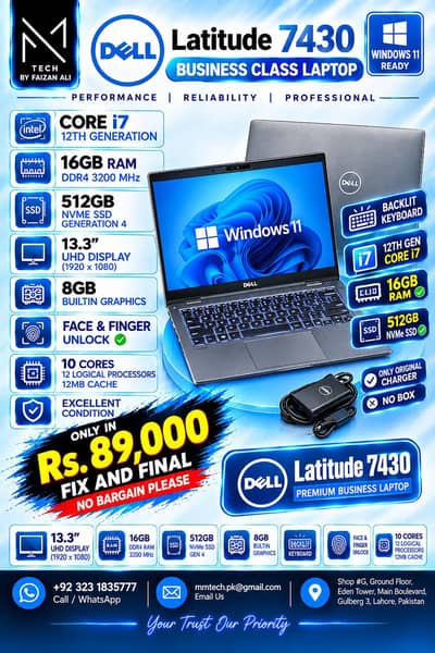 Dell Latitude 7430 Core i7 12th Generation 16gb Ram DDR4 512gb NVMe