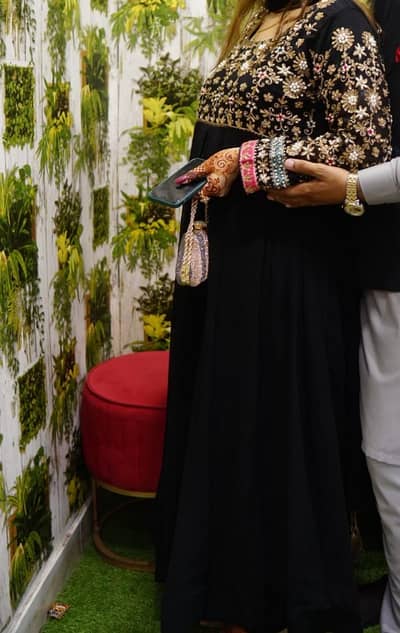 elegant black embroidered Maxi Dress