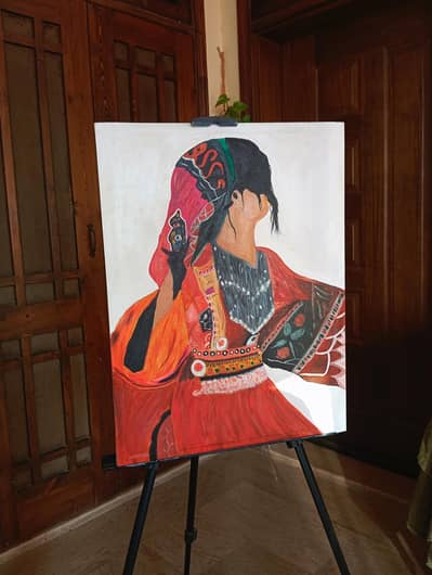 Afghani girl oil painting