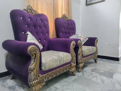 RoyalPurple Velvet Sofa Set - Setty + 2 Chairs Karachi
