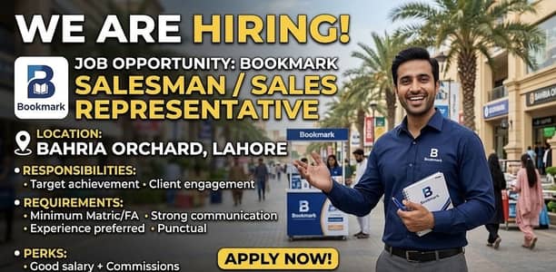 Saleman requierd in behria orchird +92 308 4132943