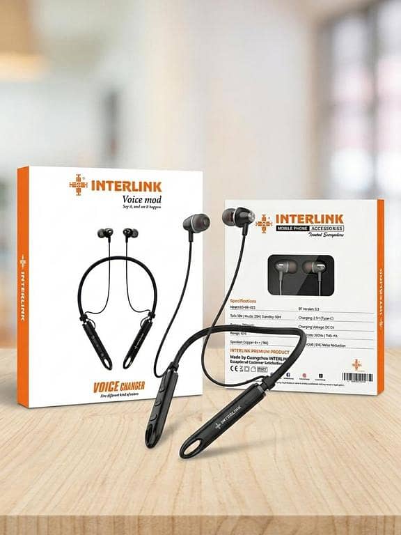 Interlink Voice Mod Wireless Neckband Earphones with 5 Voice Changers & ENC Noise Reduction