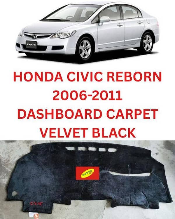 Car Honda Civic Reborn 2006-2011 Heavy Velvet Dashboard Mats - High Quality Dash Mat Carpets - Anti-Scratch | Washable | Velvet Material - Protects Dashboard From UV Rays