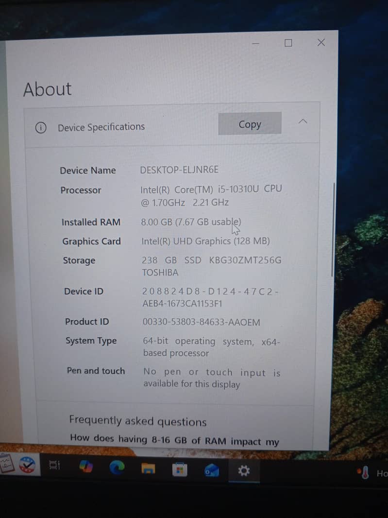 Intel(R) core Tm i5 10310U CPU 1.70GHZ 2.21GHZ laptop for sale ...