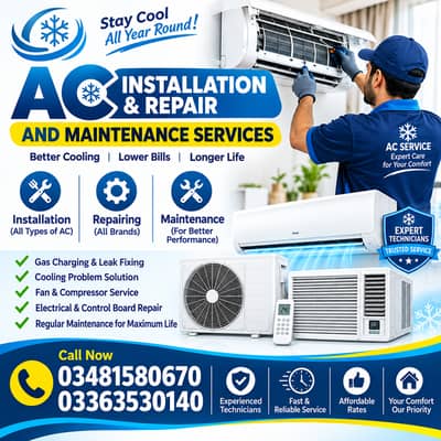AC Installation Services / Gas Charging & Leak Fixing / AC Repairing