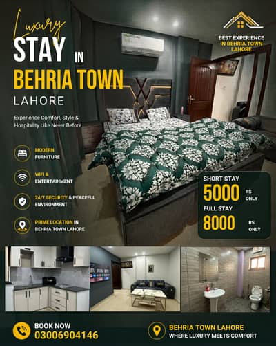 Luxury 1-Bedroom Fully Furnished Apartment Bahria Town Lahore