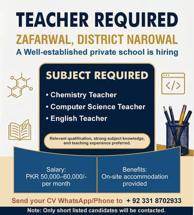 Chemistry, Computer Science and English Teachers