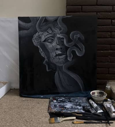 Greek-medusa inspired oil painting | 24X24 on canvas