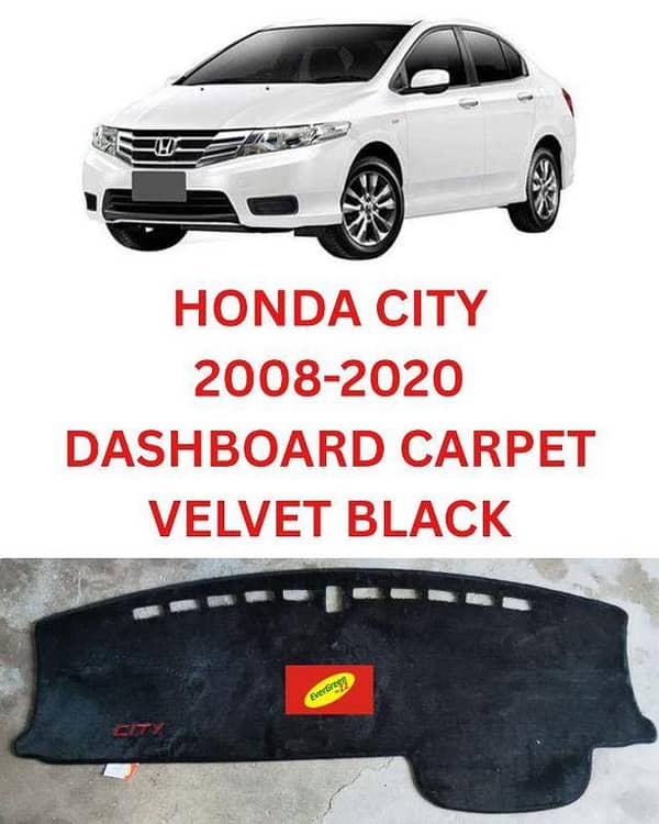 Car Honda City 2008-2020 Heavy Velvet Dashboard Mats - High Quality Dash Mat Carpets - Anti-Scratch | Washable | Velvet Material - Protects Dashboard From UV Rays