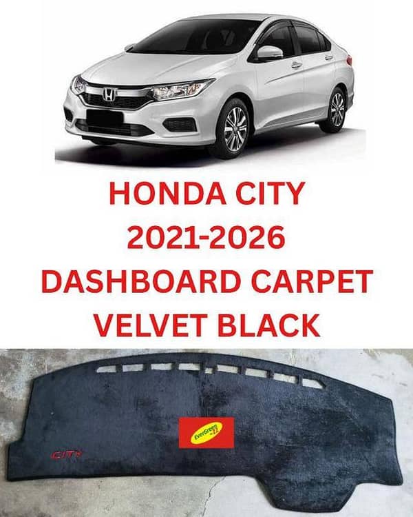 Car Honda City 2021-2026 Heavy Velvet Dashboard Mats - High Quality Dash Mat Carpets - Anti-Scratch | Washable | Velvet Material - Protects Dashboard From UV Rays