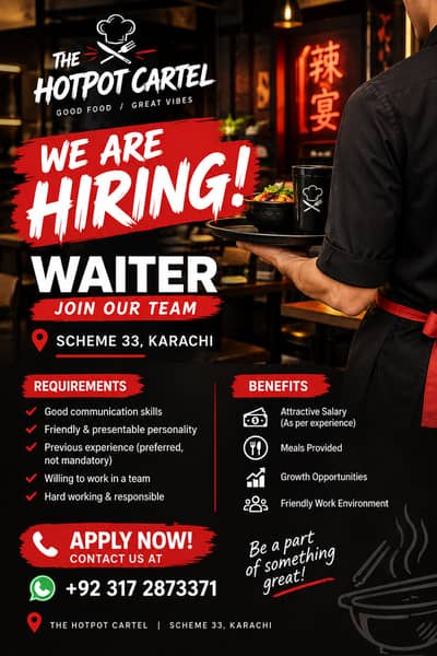 Waiter Job available
