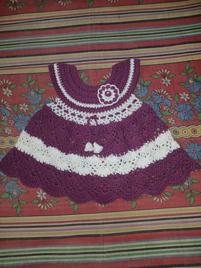 Baby Frock in Deep Purple and White