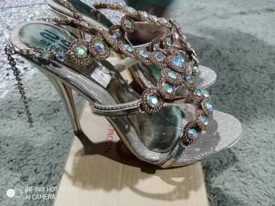 stylo original bridal heels size 38 silver Golden-Like new