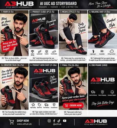 Men’s Sports Sneakers | Black Red Running Shoes | Casual Joggers