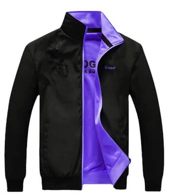 Men Black Collar Jacket Sping Autumn Casual Double Sided