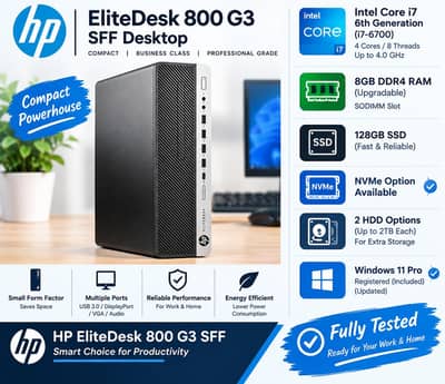 HP G3 800 Desktop i7 6th Gen SSD/NVME