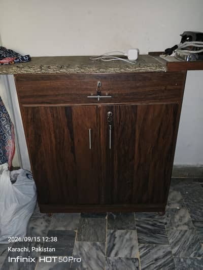iron stand with cabinet