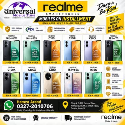 Realme Mobiles on Installment | Note 60X, C100i, C100X