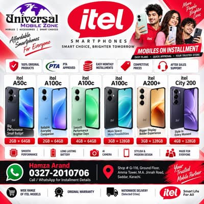 itel Mobiles on Installment | A50c, A100c, A200+ & City 200