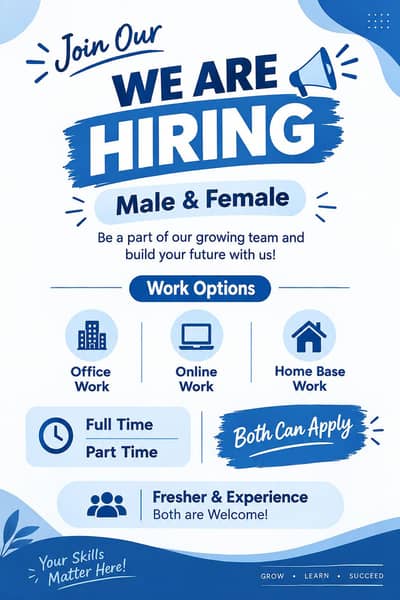 we are hirring lahore staff   for office and online work