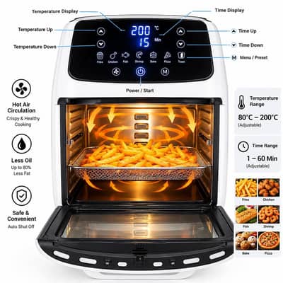 premium 16 litre Air Fryer Oven with Rotisserie-used complete set