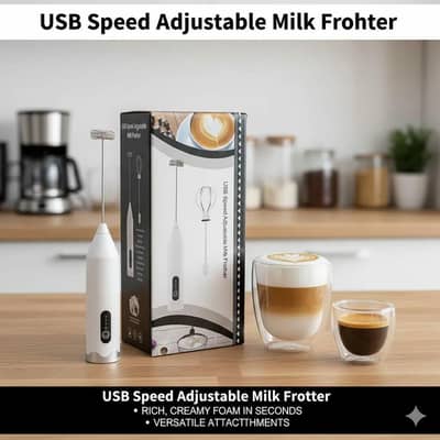 USB ADJUSTABL MILK FROTHER FOR SMOOTH COFFEE DRINKS
