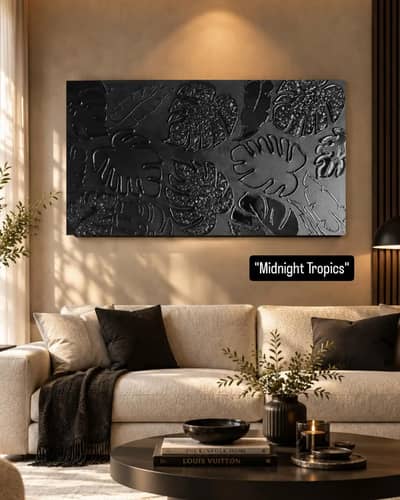 Wall Decor Textured wall art Black Painting Resin