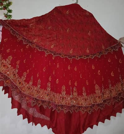 Beautiful Red Bridal Lehenga with Golden Work
