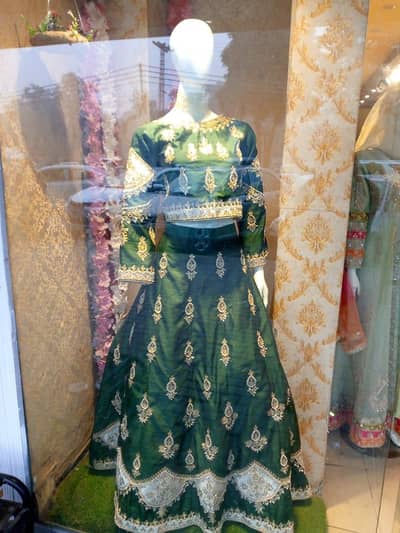 Bottle Green Raw Silk Lehnga Choli