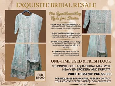 Premium Light Aqua Heavy Bridal Maxi (Worn Once)