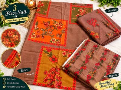 3pc unstitch pure lawn suit