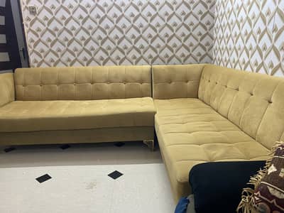 L shape sofa set for sale only space issue as u seen in pics