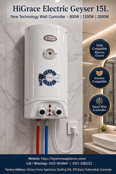 HiGrace Solar Electric Geyser 15L - Watt Controller 800,1200,2000 Watt
