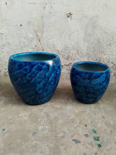 Beautiful  Cement Plant Pots – 2 Pcs